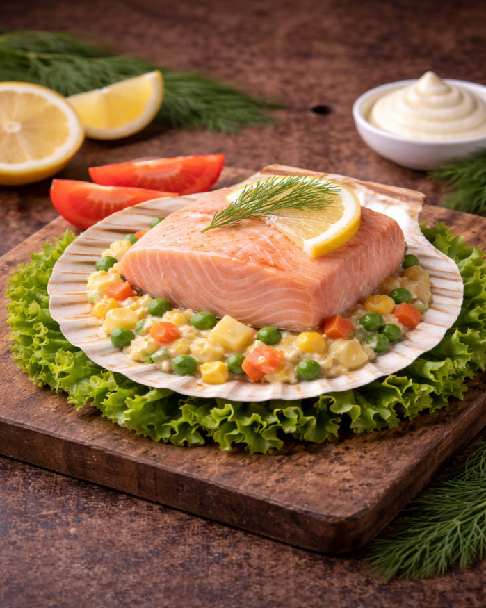 Saumon rose en coquille