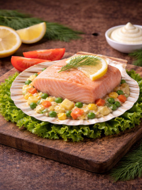 Saumon rose en coquille