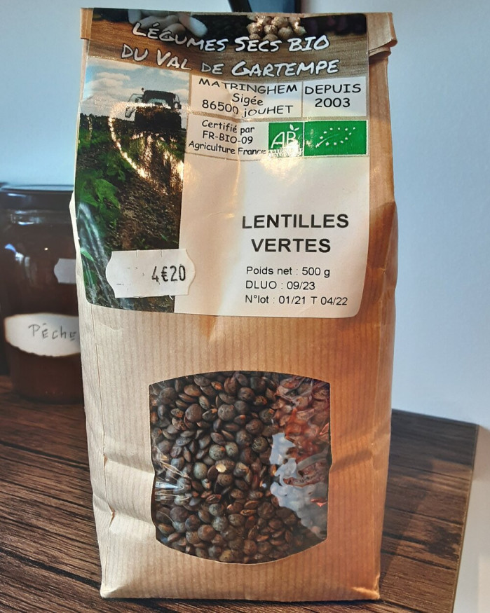 Lentilles vertes BIO à cuire (Paquet de 500g)