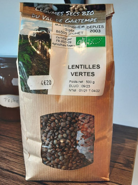 Lentilles vertes BIO à cuire (Paquet de 500g)