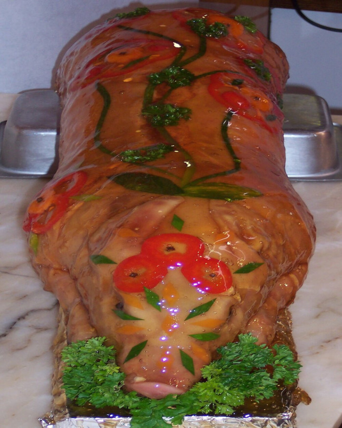 Cochon de lait farci aux pistaches