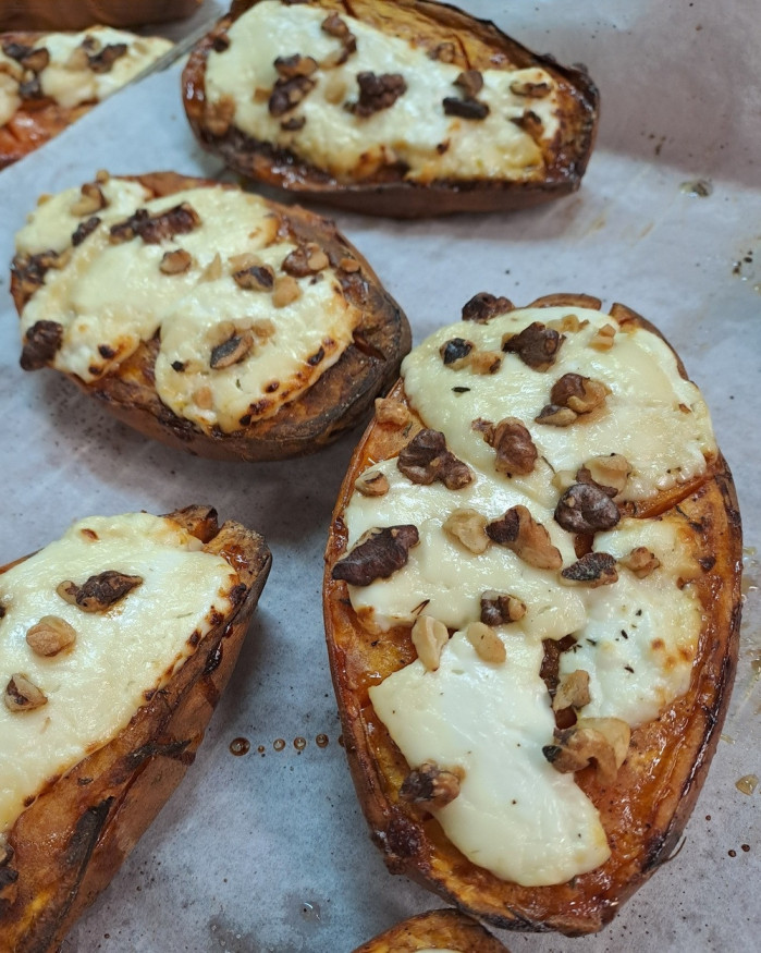 Patate Douce Rôtie Miel-Chèvre-Noix