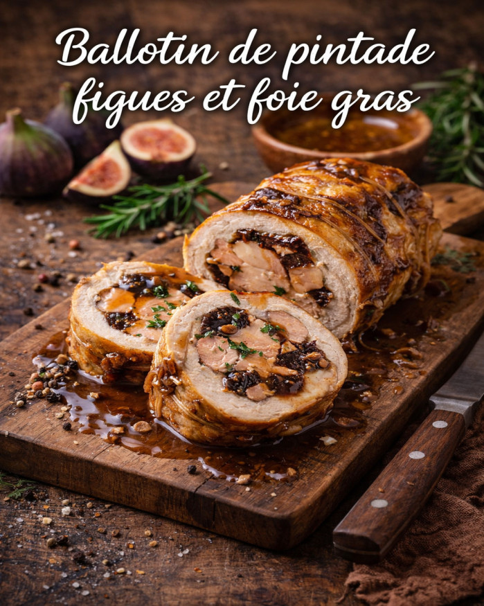 MENU ballotin de pintade farci au foie gras et figues