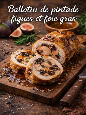 MENU ballotin de pintade farci au foie gras et figues